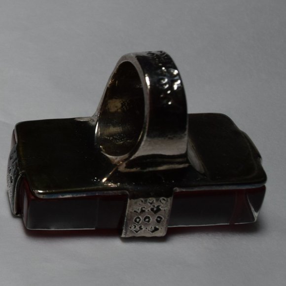 Huge Large Red METAL POINTUS Statement Ring Rare Size 7 - Picture 12 of 13